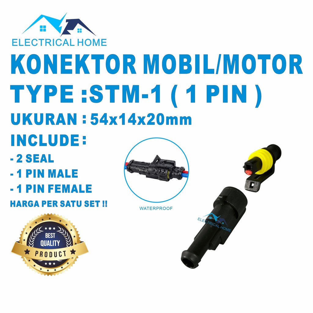 KONEKTOR KABEL MOBIL/MOTOR 1 PIN SATU SET TYPE ( STM-1 ) WATERPROOF SOCKET