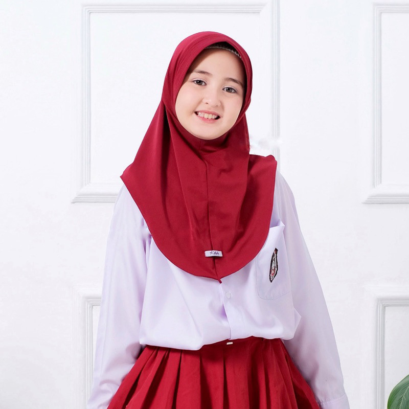 Hijab Bergo Hamidah Jersey (Label Ori PUTRI) Jilbab Sekolah Pinguin Anak Hijab