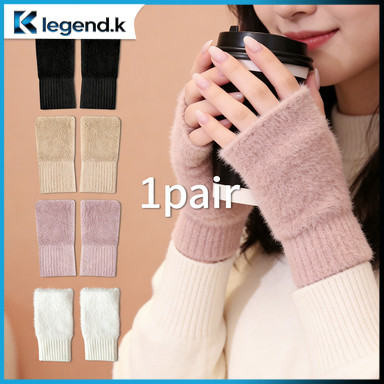 Sarung Tangan Setengah Jari Rajut/Desain Korea Tebal Hangat/Handsocks Penghangat Tangan Lembut Untuk