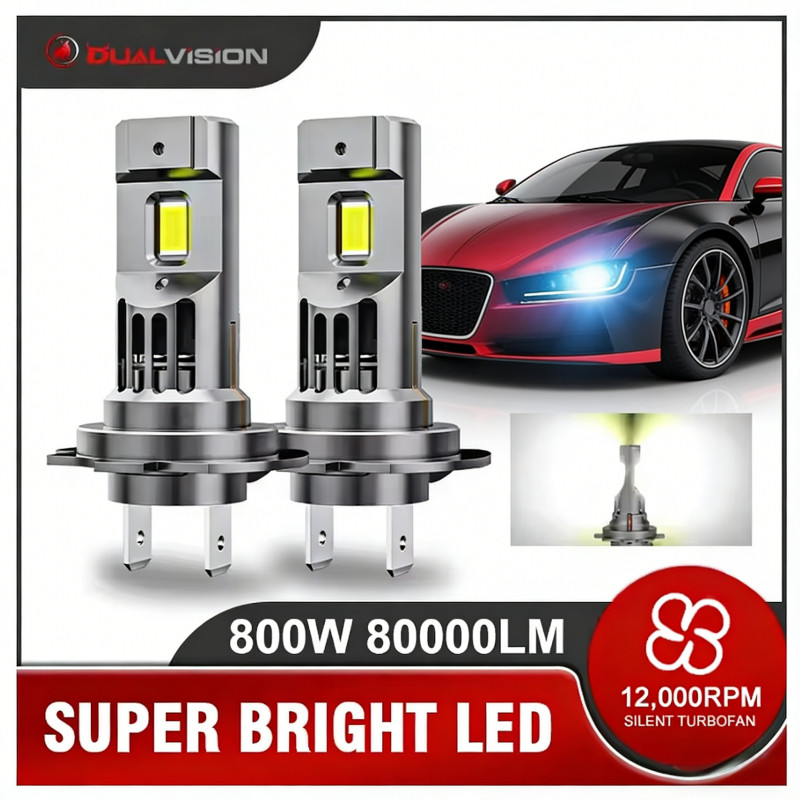 800W Turbo H7 H11 LED Headlight Bulbs CANBUS Lights 80000LM H4 9012 9005 HB3 9006 Mini Lamp 3580 CSP
