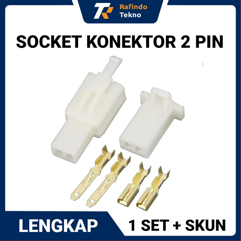 Soket Konektor Kabel 2 Pin Lengkap 1 set + Skun | Soket Motor | Soket Mobil | Konektor Kabel