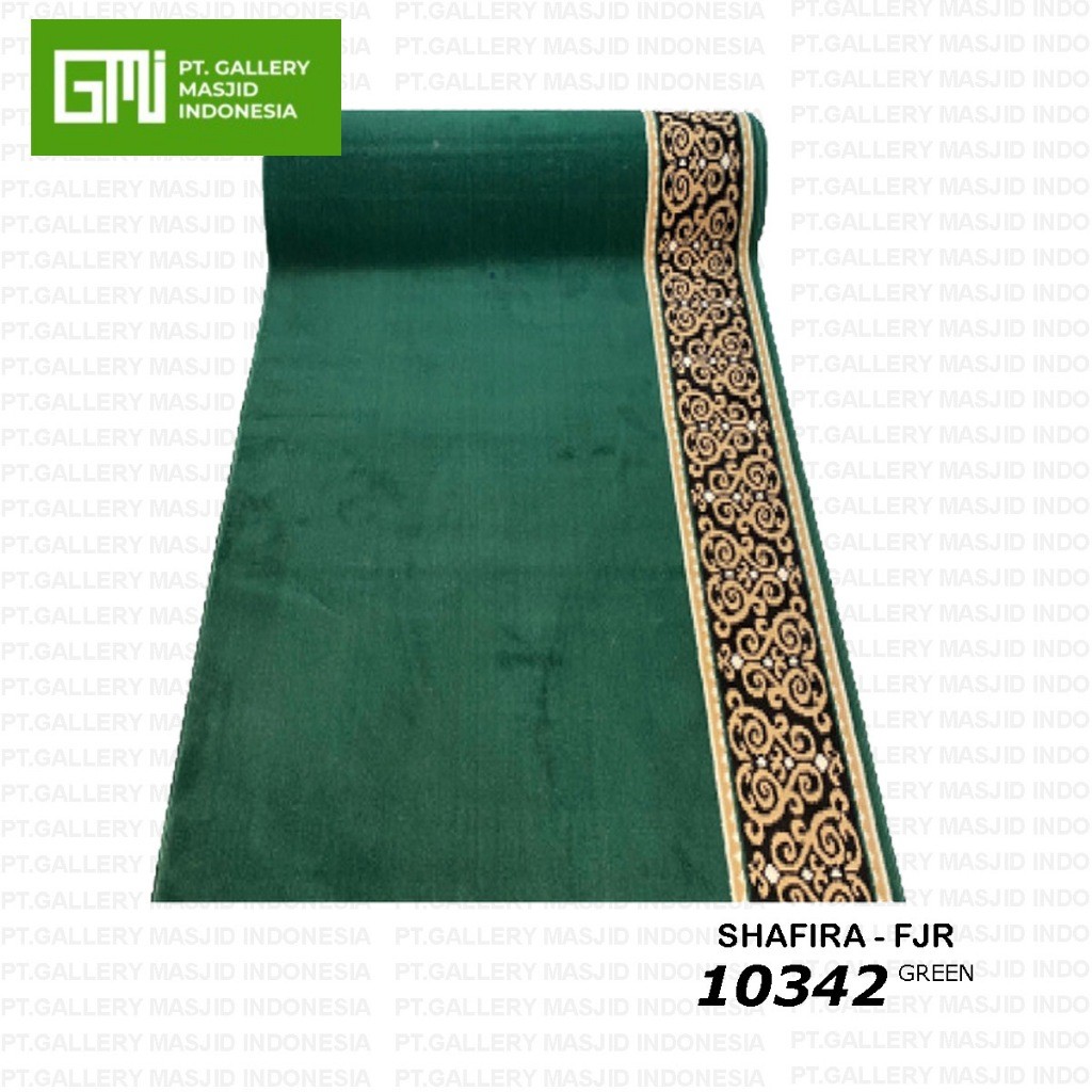 Karpet Mushola Rumah Tebal 9mm Shafira Warna Hijau Polos / Karpet Masjid Roll Murah