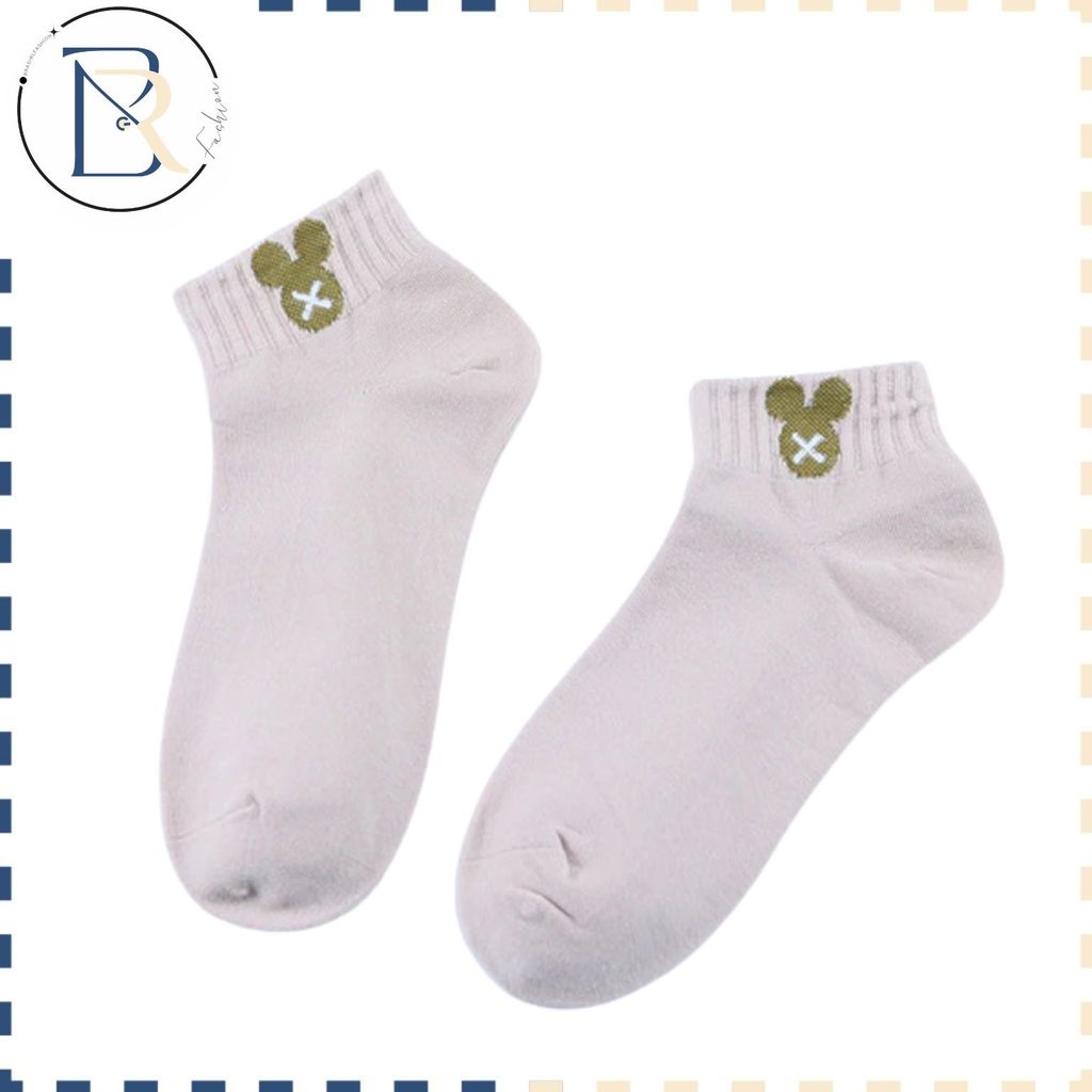 Bra Girl Fashion - Kaos Kaki Semata Kaki Polos Motif Beruang Brown Kaus Kaki Ankle Dewasa Short