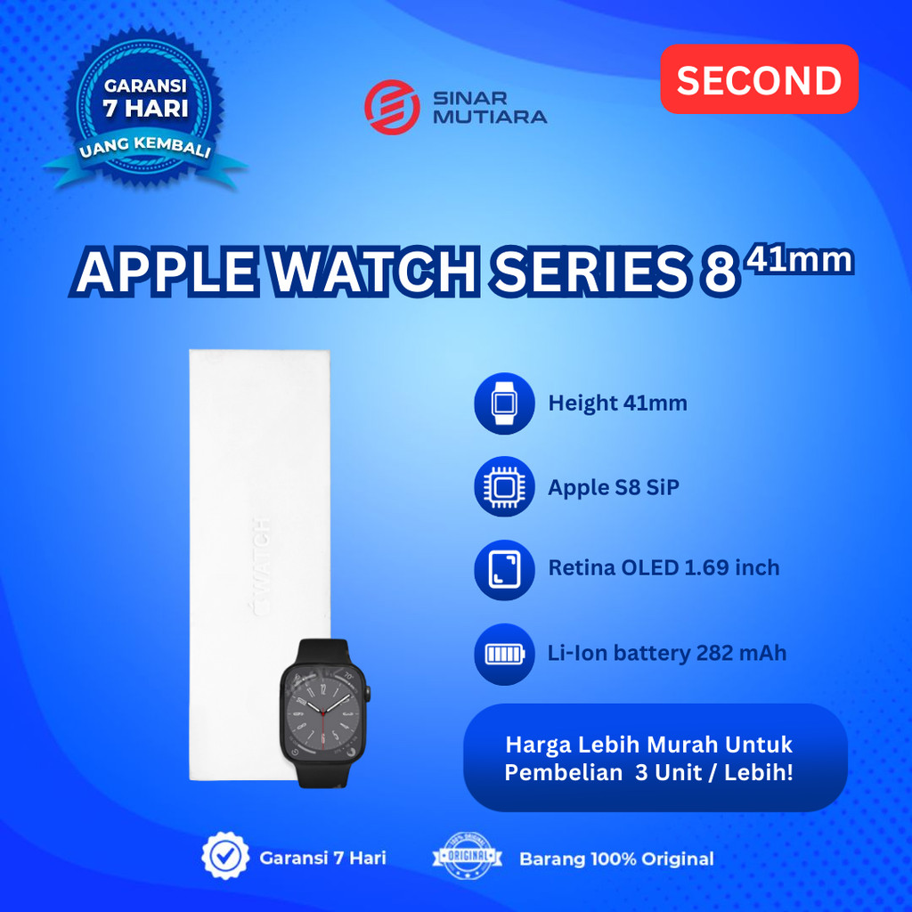 APPLE IWATCH SERIES 8 41MM SMARTWATCH SECOND ORIGINAL SINAR MUTIARA CELL