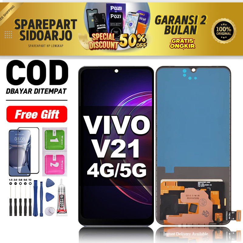 LCD VIVO V21 4G 5G Fullset hp layar Touchscreen untuk Glass Touch Screen Digitizer COD -original fre