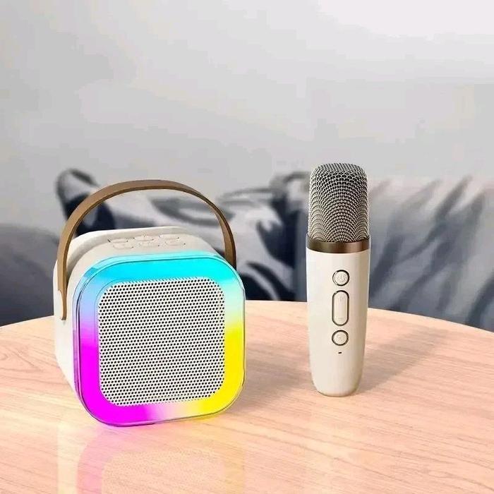 Speaker Karaoke Bluetooth Portable + Mic Wireless LED RGB Mini Sound System Rechargeable Suara Jerni