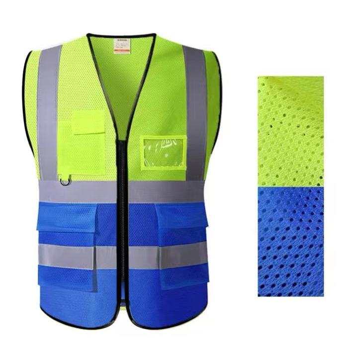 Rompi Safety Proyek / ID Holder 5 Saku / Rompi Reflektif Hijiau Biru - XL-BH