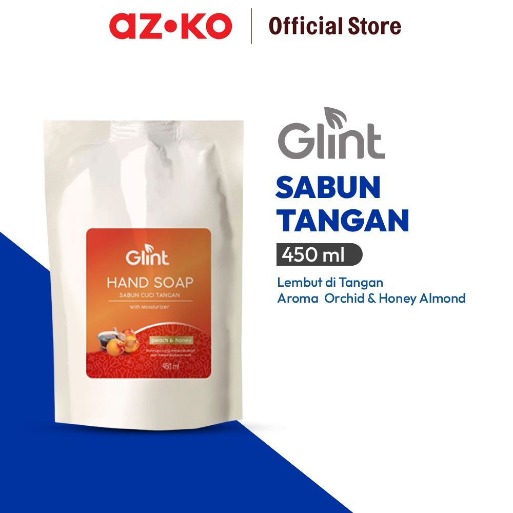 AZKO Glint 450 ml Sabun Cuci Tangan Peach And Honey Pouch Cairan Pembersih Tangan Sabun Tangan Wasta