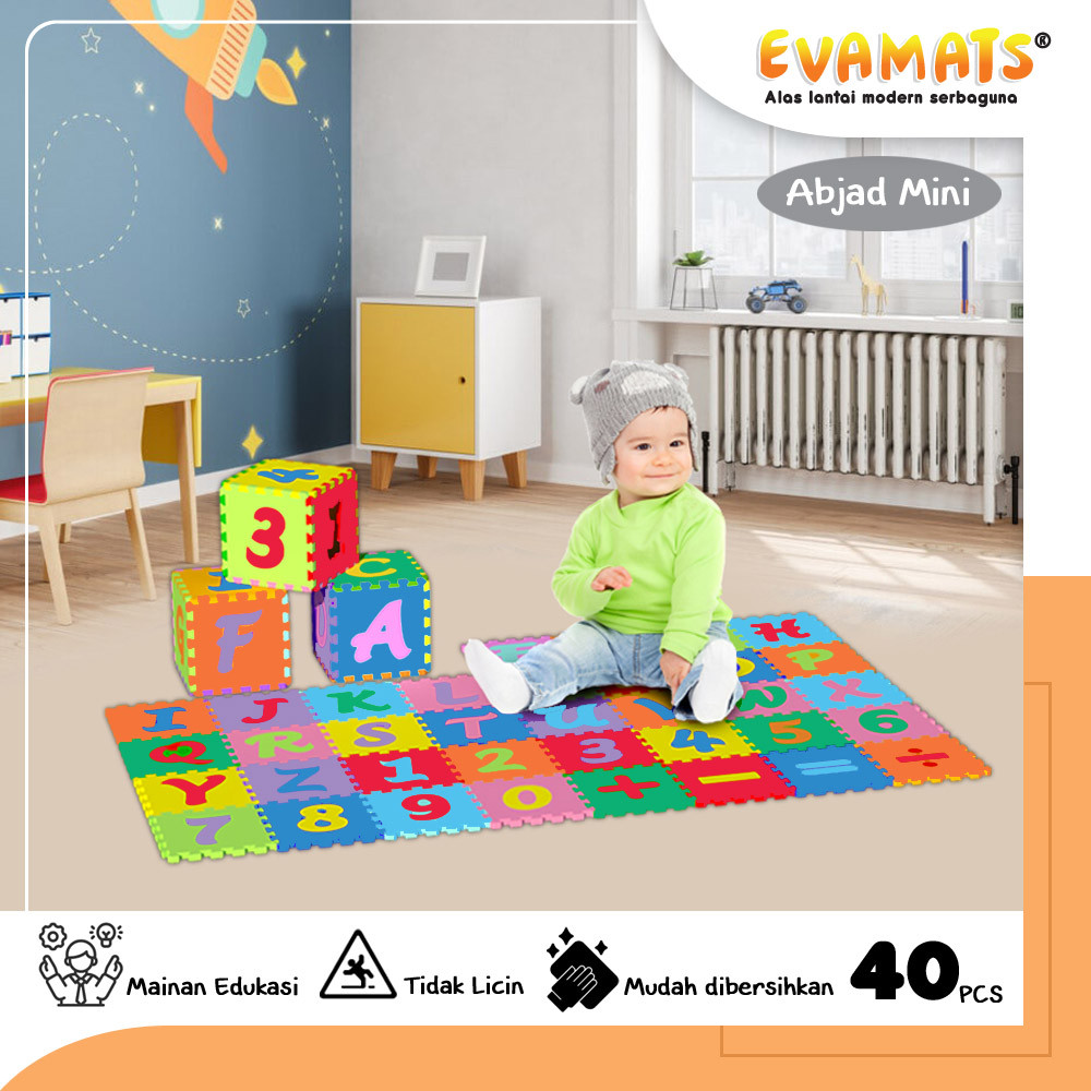 EVAMATS Puzzle Abjad Mini | Matras Puzzle, Puzzle Lantai, Mainan Edukasi, Mainan Anak, Mainan huruf 