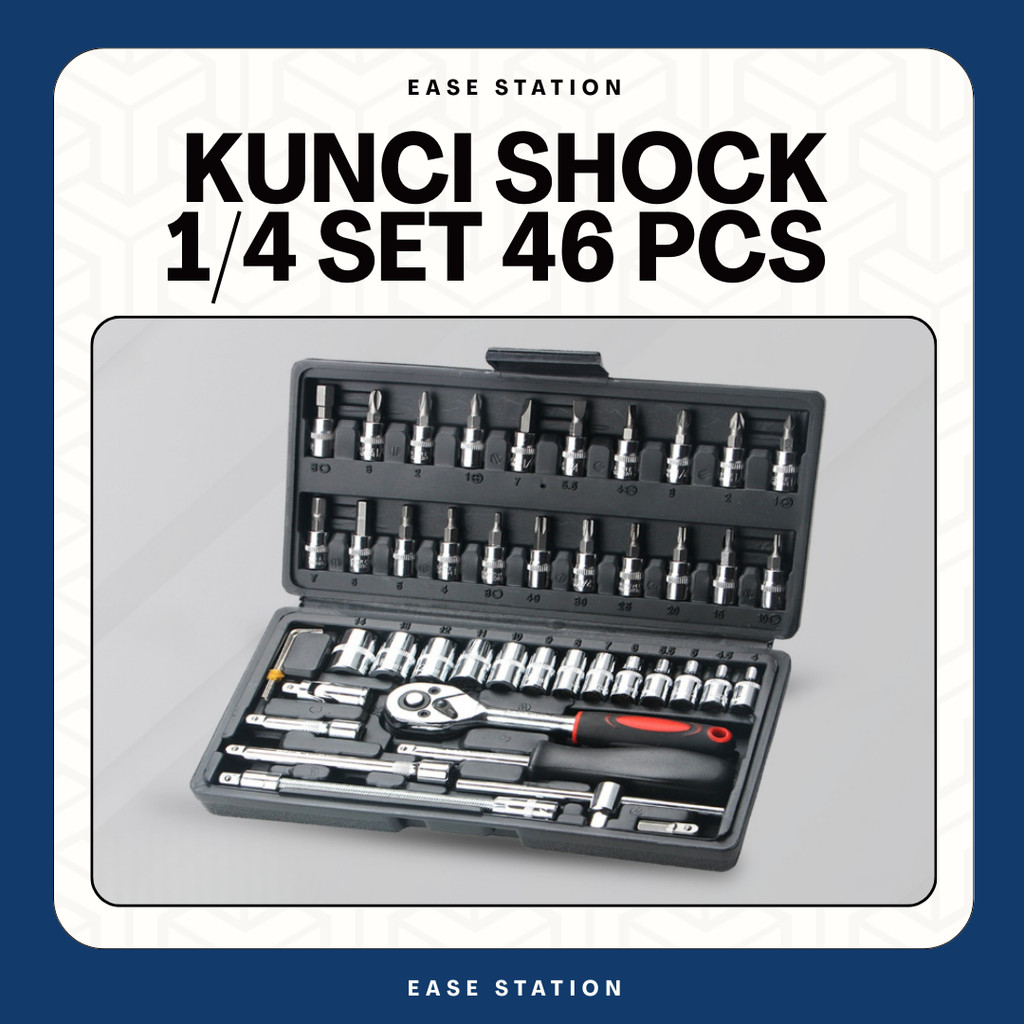 SET KUNCI SHOCK 46 PCS SET KUNCI SOKET OBENG EASE STATION