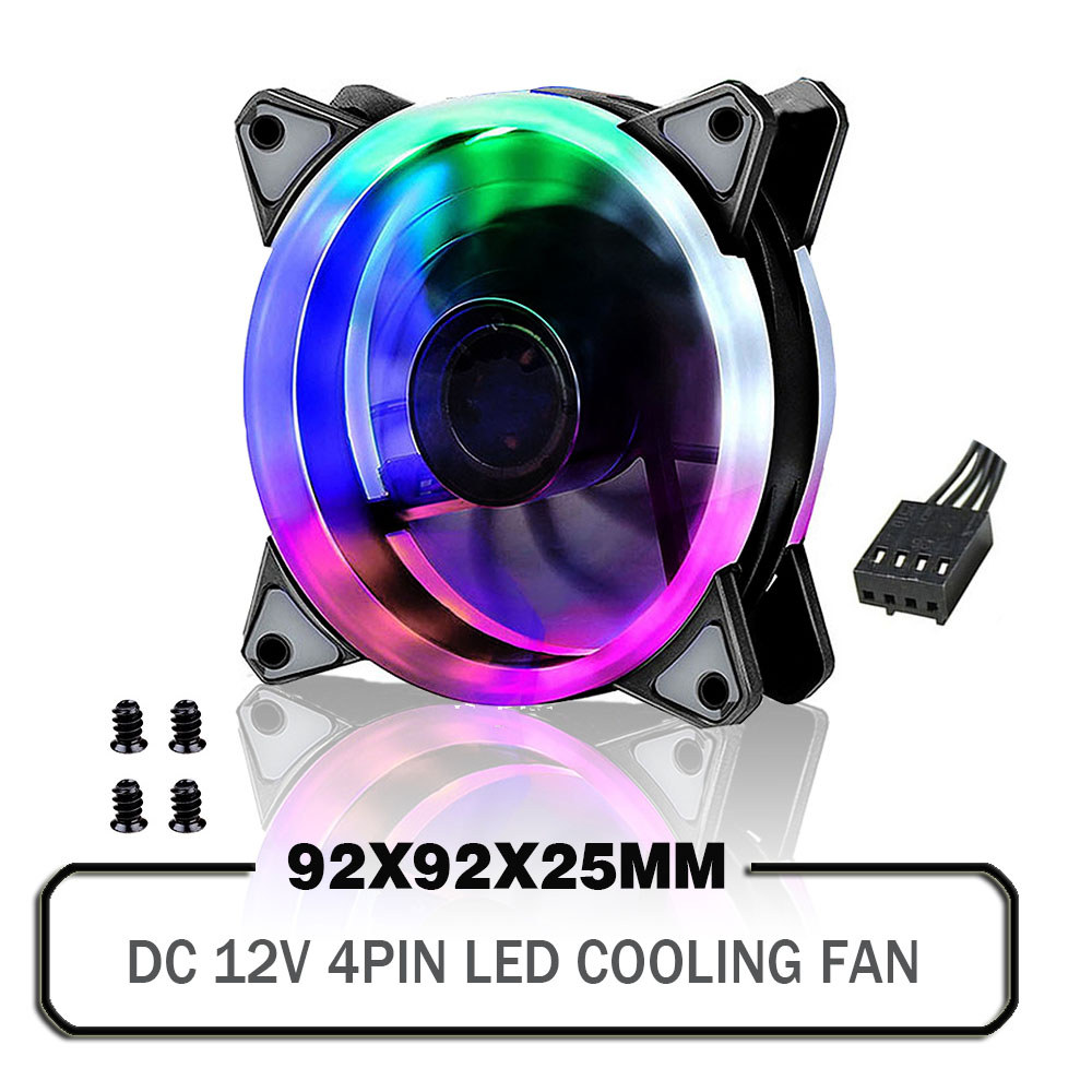 92mm LED Fan 92x92x25mm DC 12V Led Fan CPU GPU Computer Case Cooling Cooler Fan 4PIN Temperature Con