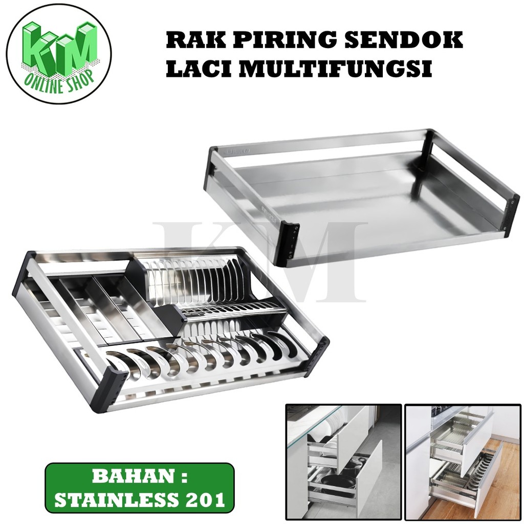 Rak Piring Dan Mangkuk Tarik Stainless Rak  Rak Tarik Serbaguna Kitchen Set