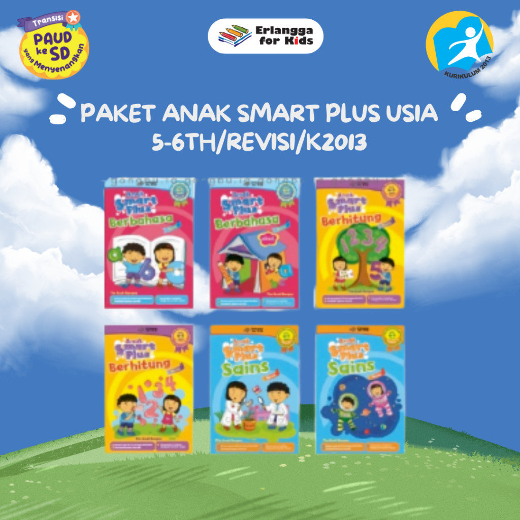 [Erlangga ] Buku Paket Tk/Paud: Paket Anak Smart Plus Isi 6 Buku Usia 5-6 Tahun Revisi