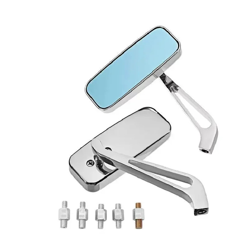 Universal Side Mirror Mobike Accessories Motorcycle Handlebar Rear View Mirrors Rectangle Black Squa