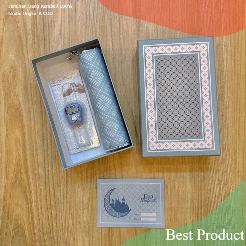 HAMPERS SAJADAH TRAVEL FREE BOX DAN TASBIH DIGITAL / souvenir spesial kemasan