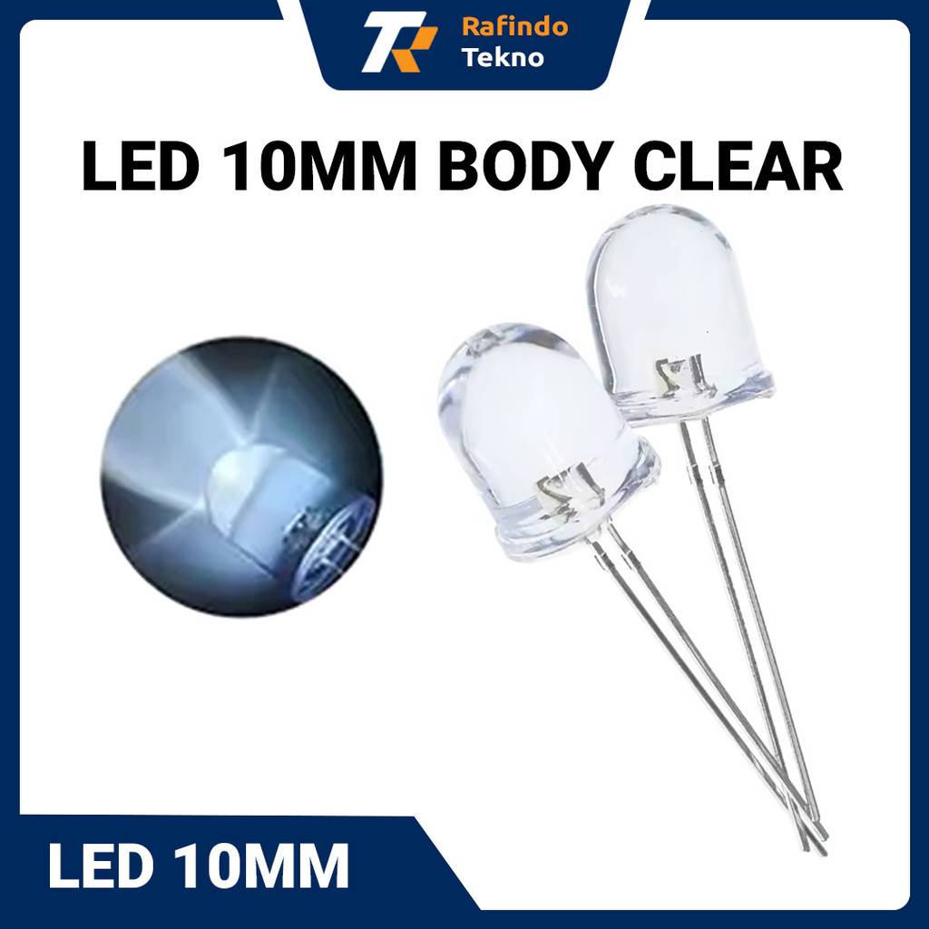 LED 10mm Body Clear - Warna Putih