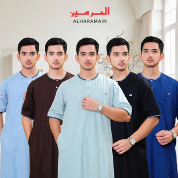 Jubah Al Haramain Lengan Pendek Poly Katun bahan Tebal dan Dingin TP92