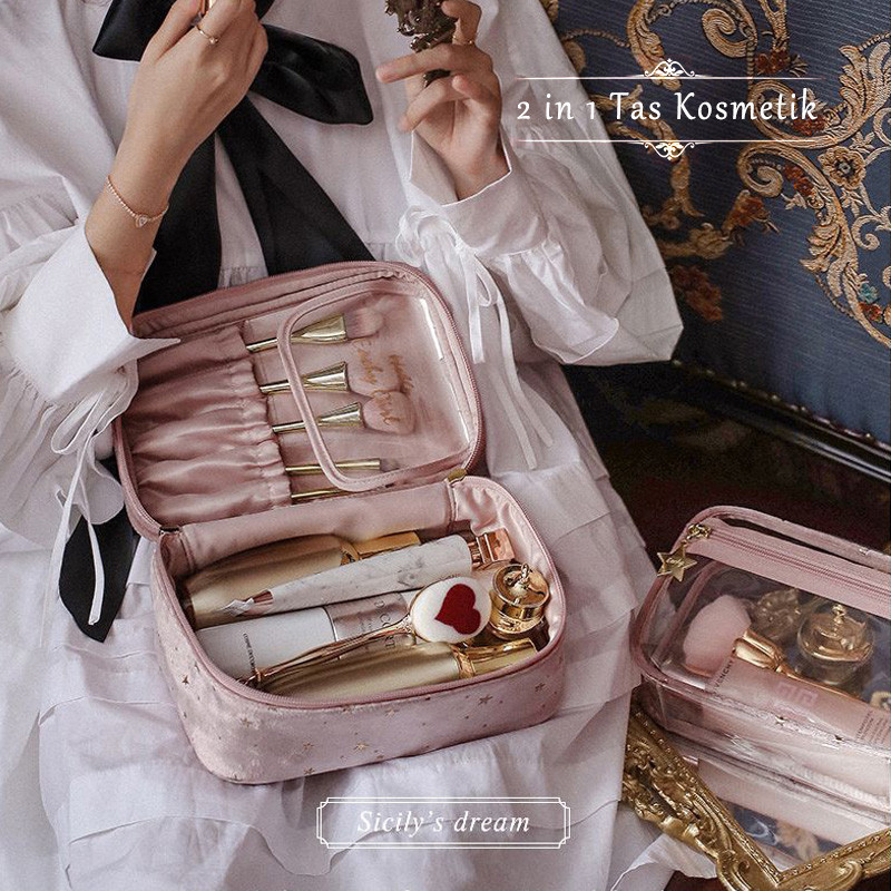 Mirarose08 - Stella Pouch Make Up 2 IN 1 Organizer  / Tas Kosmetik Mewah / Tas Kosmetik Wanita Polos