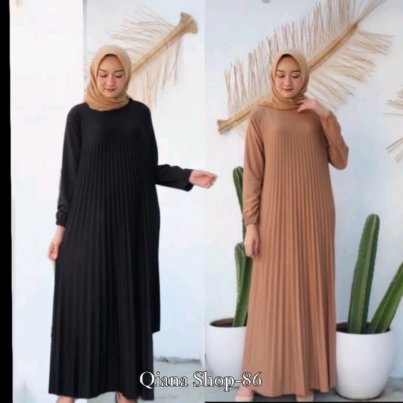 ASMARA Gamis Plisket Lengan Panjang / Gamis Plisket Premium / Plisket Hyget