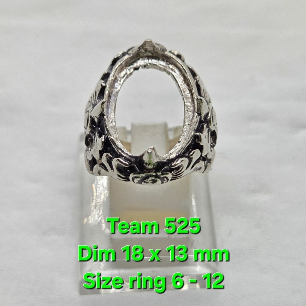 Ring emban alpaka super cakar dim 18x13 motif cakrawala / pengikat ring cincin batu akik eceran /rin