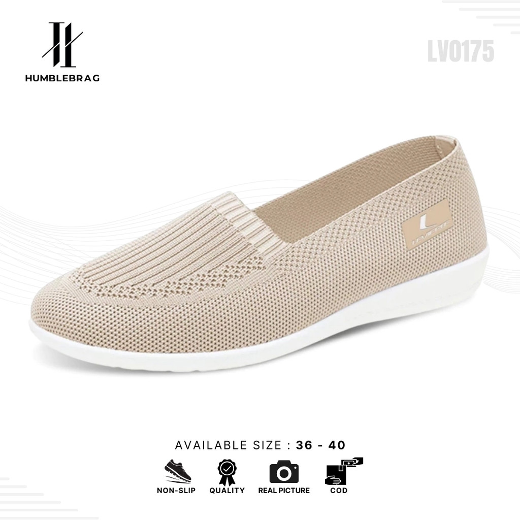 HMBRG Eunji Sepatu Slip On Wanita Rajut Sepatu Wanita Tanpa Tali Sepatu Sport LV0175