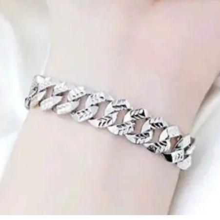 Gelang tangan titanium silver sisik naga anti karat perhiasan wanita cantik  populer .