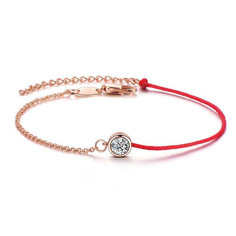 Gelang Berlian Imitasi Tali Tangan Merah - Gelang Hadiah Gaya Cina Tinggi