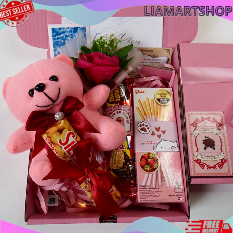 ValentineGift Hampers Snack Box Giftbox Kado Pink Series Kado Valentine Kado Ulang Tahun Wisuda Supr