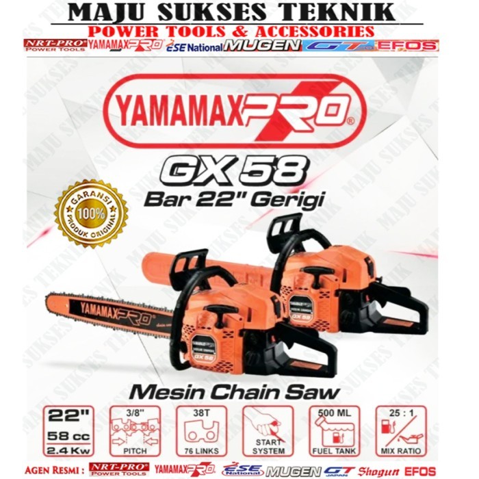 YAMAMAX PRO GX 58 CHAINSAW MESIN GERGAJI POTONG POHON 22 INCH GX58 22"