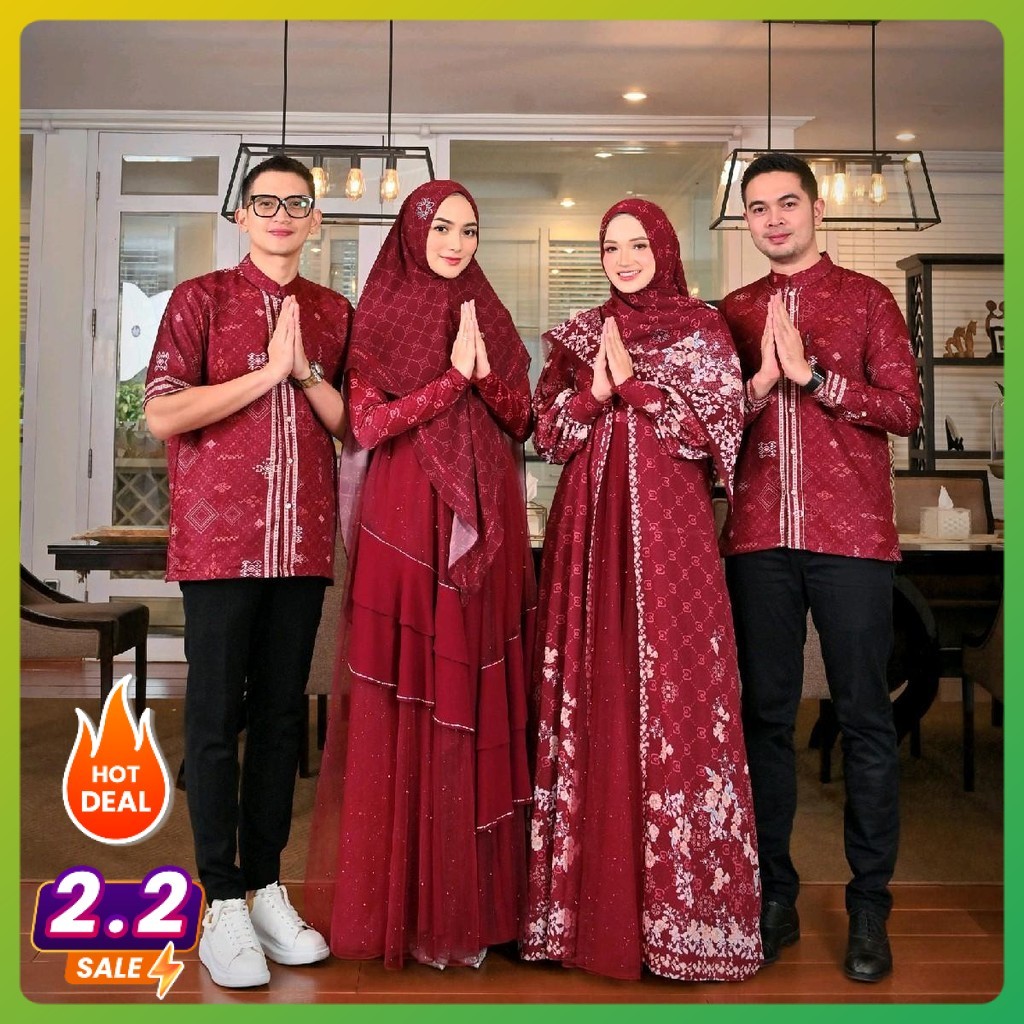 Sarimbit Keluarga Ibu Ayah Anak Eldeena Mutiara Series Outer Set Gamis Syari Scarf Kemeja Koko