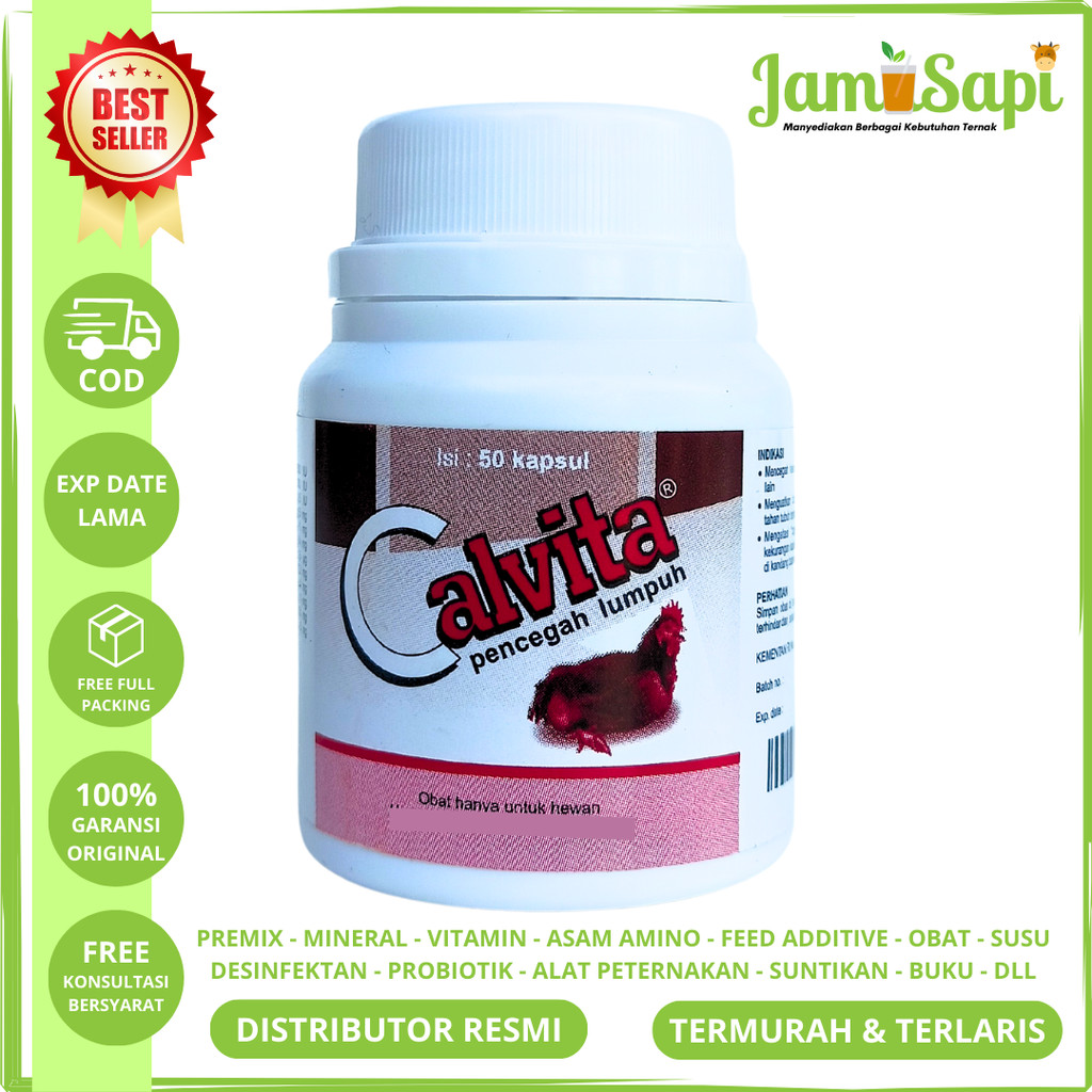 CALVITA 50 Kapsul | Obat Pencegah Lumpuh Ayam Burung Unggas Jago | Cegah Ayam Lumpuh | Obat Lumpuh A