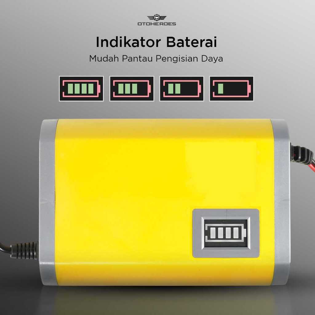 Charger Aki Mobil Motor 12V 6A Layar Digital untuk Aki 20Ah sampai 80Ah