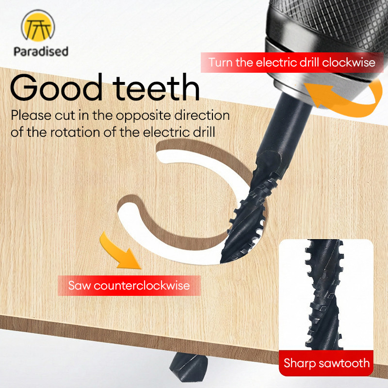 Paradised Mata Bor Gergaji Lubang Bergerigi 4-in-1 untuk Pengerjaan Kayu, Baja Kecepatan Tinggi, Mul