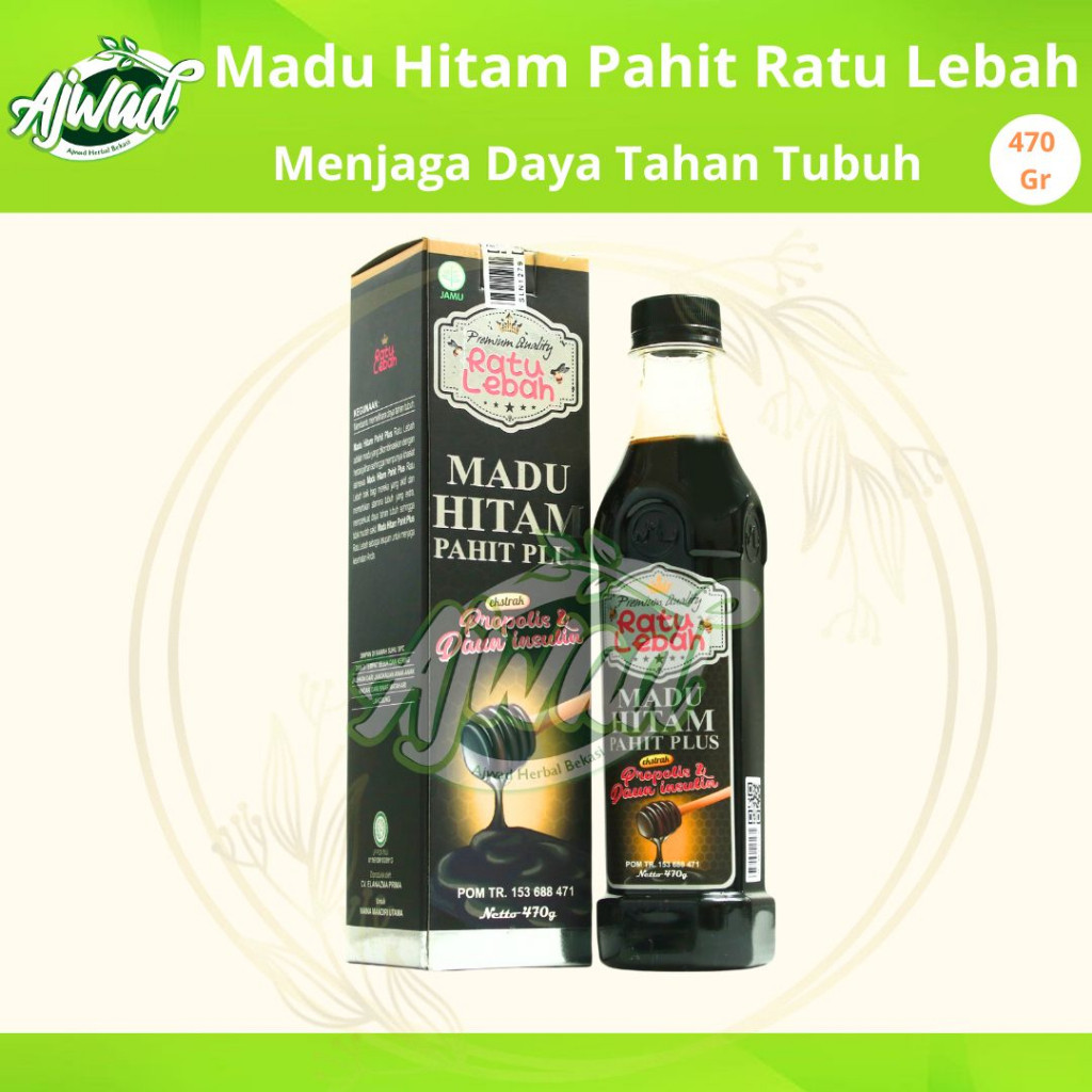 Madu Hitam Pahit Ratu Lebah Plus Propolis 470gr | Herbal Diabetes, Kolesterol, Sakit Maag | Original