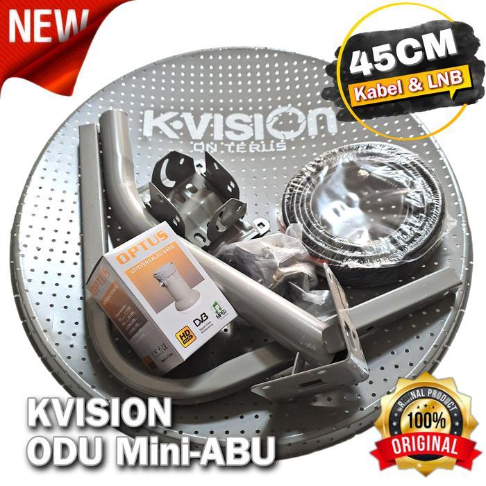 KVISION Antena ODU Parabola MINI 45Cm Lubang mesh lengkap Kabel & LNB