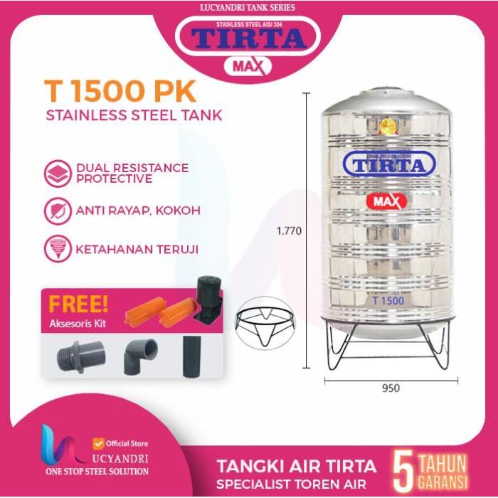 PROMO GASPOLL Tangki Air Tirta 1500 Liter Pakai Kaki | Toren Air Stainless Steel 1500 Liter | Tangki