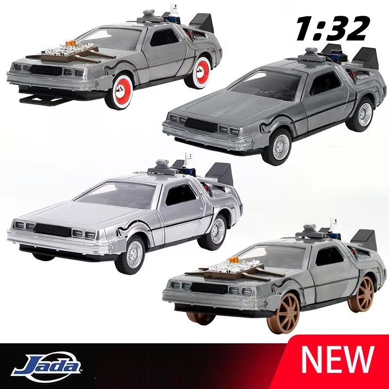 JADA 1/32 DMC-12 DeLorean DMC I II III Back To The Future Time Machine Mr.Fusion ecast Toy Vehicle C