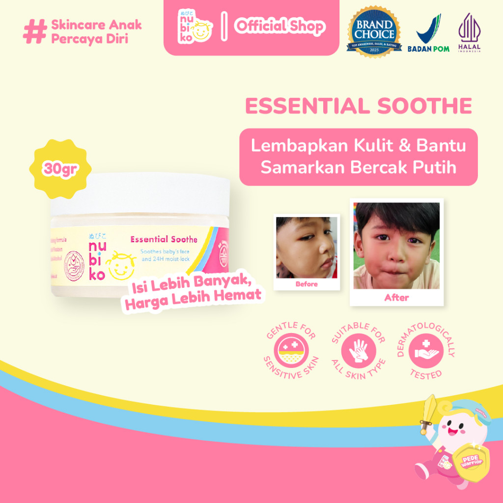 Nubiko Essential Soothe 30Gr Dengan 8X Ceramide Niacinamide Microbiome Moisturizer Face Cream Anak