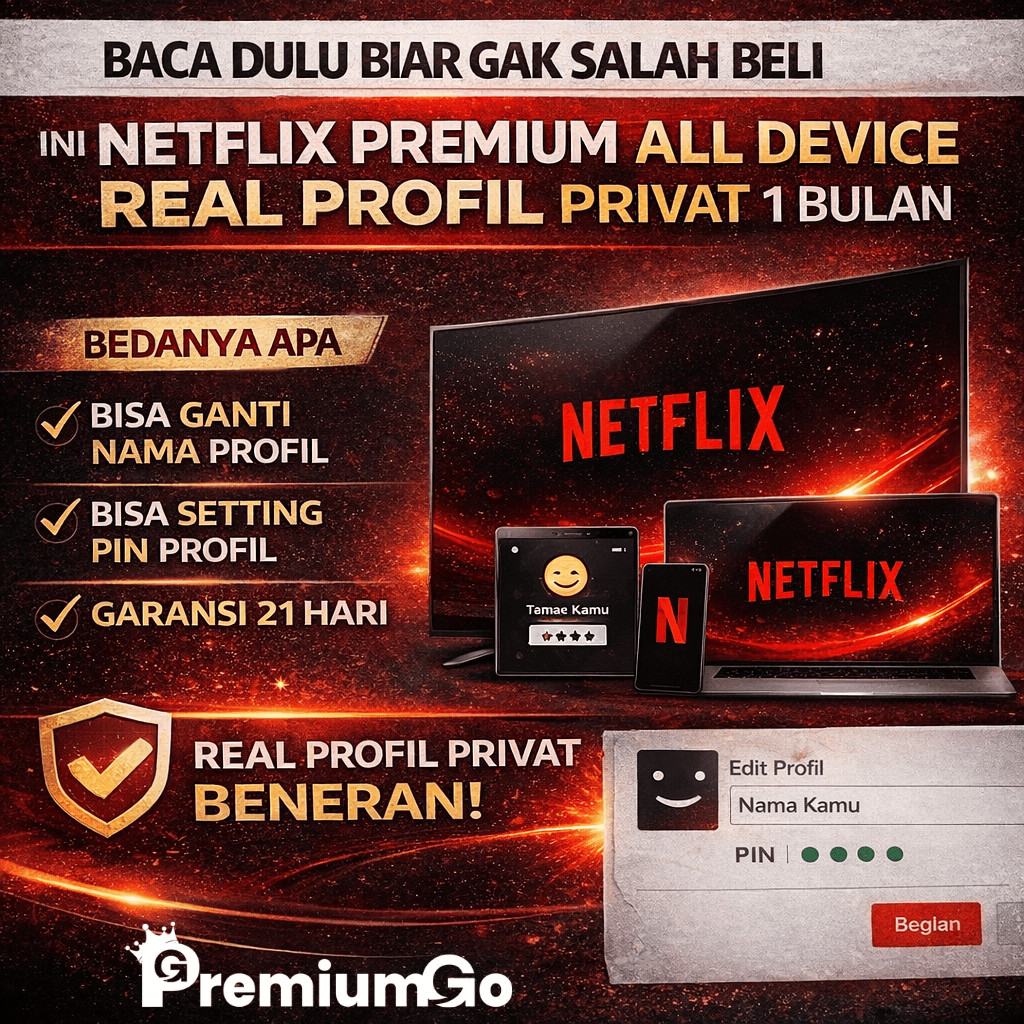 Netflix Premium Profil Privat 1 Bulan Anti Tabrakan All Device