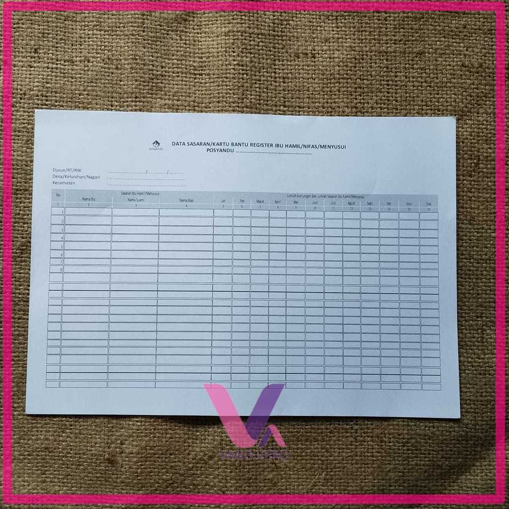 Lembar Form ILP. Form ILP Posyandu, Kertas Form ILP Posyandu, Form ILP - Form ILP Murah