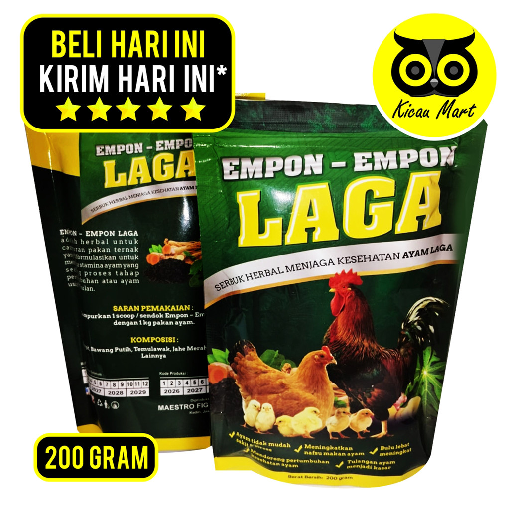 KICAU MART Empon–Empon Laga Serbuk Herbal Vitamin Obat jamu Campuran Pakan Ternak Breeding Ayam Jago