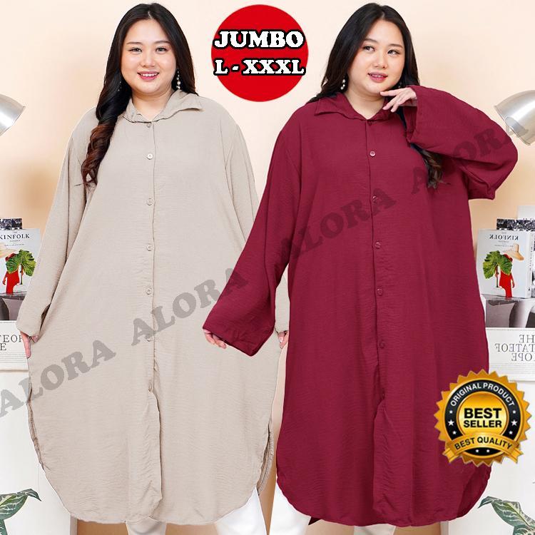 Kemeja Tunik wanita Jumbo - Tunic wanita Bigsize Plus Size Jumbo  LD120, LD130, LD140 Cm