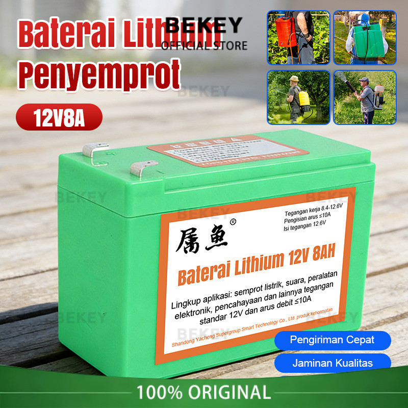 BEKEY Aki Lithium 12V 8Ah Sprayer Elektrik Nagasaki, Nagawa Tengki Alat Semprot accu baterai Alat Se