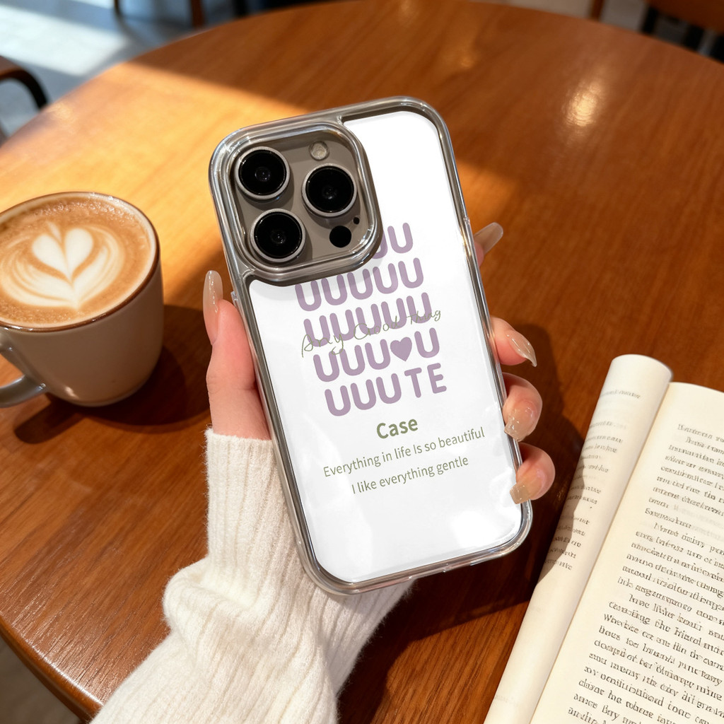 Cute Gentle Beauty Case Case Casing Ponsel Bening Bingkai Warna Solid Pelapisan Mewah Kompatibel Unt