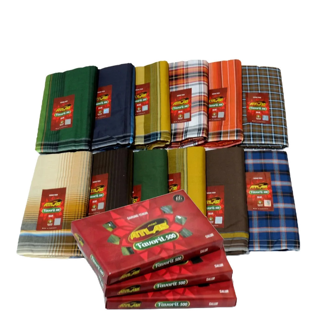 Atlas Sarung Favorit Seri 500 BHAESTEX Dewasa Tenun Premium Motif Kembang BHS Klasik Polos Hitam Put