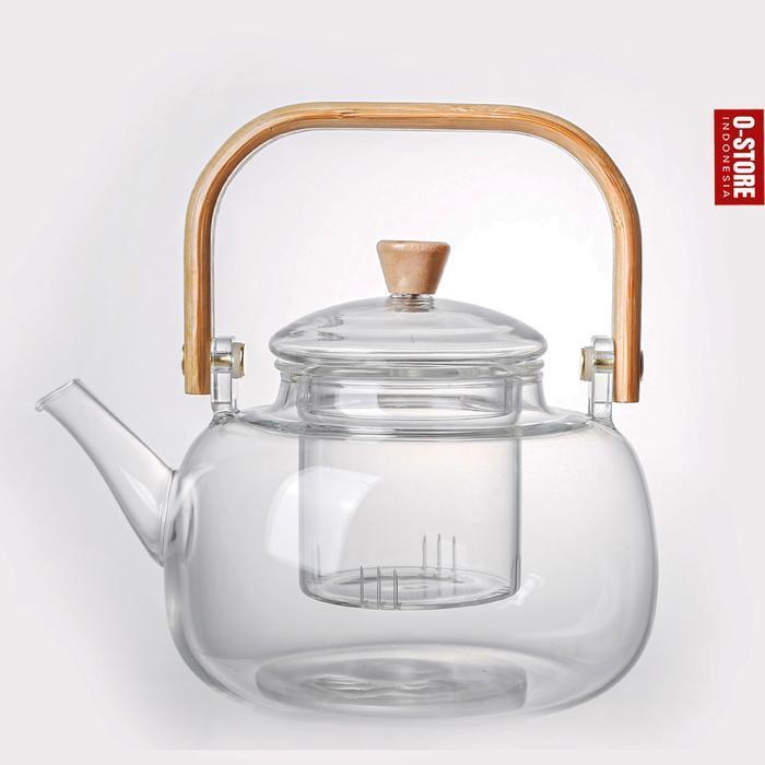 Ceret Masak Air Teapot Infuser Glass Teko Kaca Tahan Panas Dengan Saringan Teko Infuser Kaca Ketel A