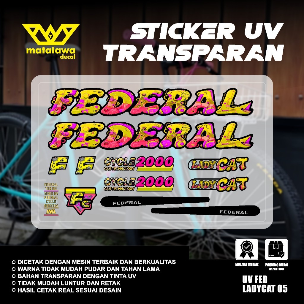 ORIGINAL Stiker Decal FEDERAL UV TRANSPARAN LADY CAT Stiker Sepeda Kalcer STREET CAT 550  MG33SX GRA
