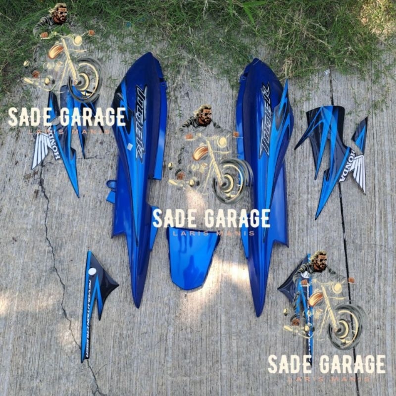 Cover body bodi kanan kiri tirev tiger revo biru full set fulset striping