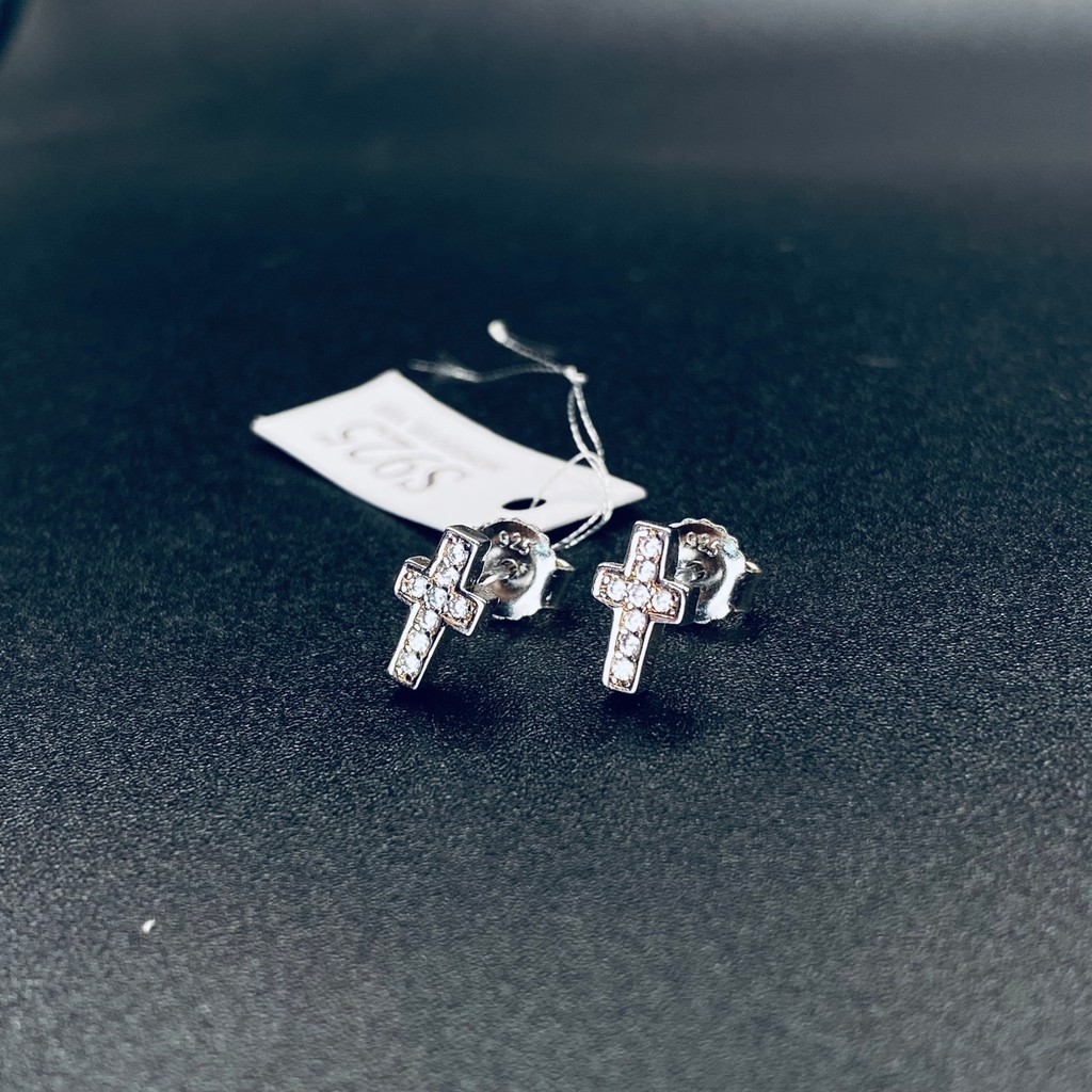 Monggo Silver - Anting Tusuk Perak Model Salib Mata List s925