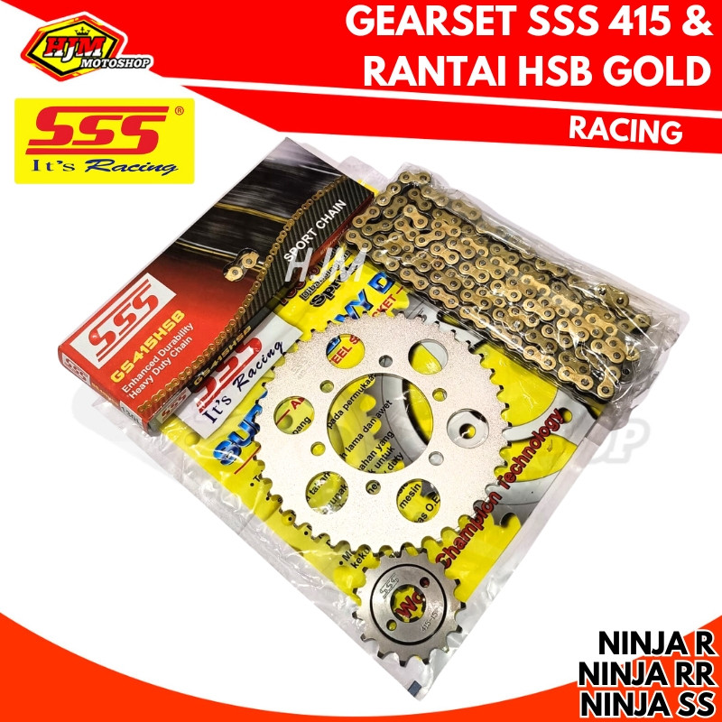GEARSET SSS 415 NINJA RR / NINJA R / NINJA SS & RANTAI SSS 415 HSB GOLD